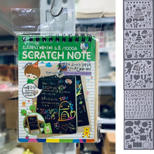 Load image into Gallery viewer, 12 Sheets Magic Color Rainbow Scratch Art Paper Card Set with Graffiti Stencil for Drawing Stick DIY Scratch Painting Toy Kids
