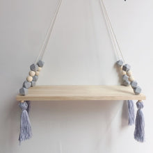 Load image into Gallery viewer, Nordic Nursery &amp; Kids Decor Tassels Storage Shelf Rack Wall Hanging Wood Toys Model Baby Kid Room Furnish Artic Home Decoration
