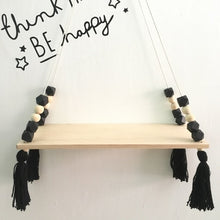 Load image into Gallery viewer, Nordic Nursery &amp; Kids Decor Tassels Storage Shelf Rack Wall Hanging Wood Toys Model Baby Kid Room Furnish Artic Home Decoration
