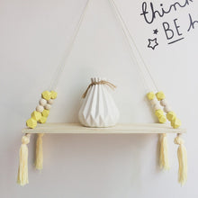 Load image into Gallery viewer, Nordic Nursery &amp; Kids Decor Tassels Storage Shelf Rack Wall Hanging Wood Toys Model Baby Kid Room Furnish Artic Home Decoration

