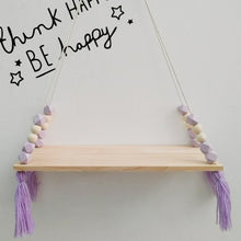 Load image into Gallery viewer, Nordic Nursery &amp; Kids Decor Tassels Storage Shelf Rack Wall Hanging Wood Toys Model Baby Kid Room Furnish Artic Home Decoration
