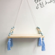 Load image into Gallery viewer, Nordic Nursery &amp; Kids Decor Tassels Storage Shelf Rack Wall Hanging Wood Toys Model Baby Kid Room Furnish Artic Home Decoration
