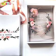 Load image into Gallery viewer, Free shipping 10pcs luxury high class romantic acrylic wedding invitation card hot sell,flower wedding cards with box
