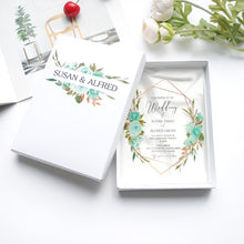 Load image into Gallery viewer, Free shipping 10pcs luxury high class romantic acrylic wedding invitation card hot sell,flower wedding cards with box
