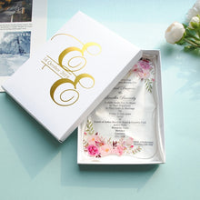 Load image into Gallery viewer, Free shipping 10pcs luxury high class romantic acrylic wedding invitation card hot sell,flower wedding cards with box
