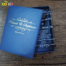 Load image into Gallery viewer, Free shipping 10pcs luxury high class romantic acrylic wedding invitation card hot sell,flower wedding cards with box
