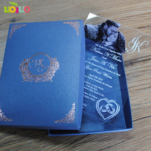 Load image into Gallery viewer, Free shipping 10pcs luxury high class romantic acrylic wedding invitation card hot sell,flower wedding cards with box
