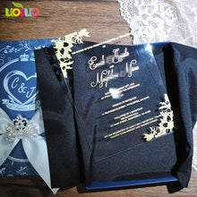 Load image into Gallery viewer, Free shipping 10pcs luxury high class romantic acrylic wedding invitation card hot sell,flower wedding cards with box
